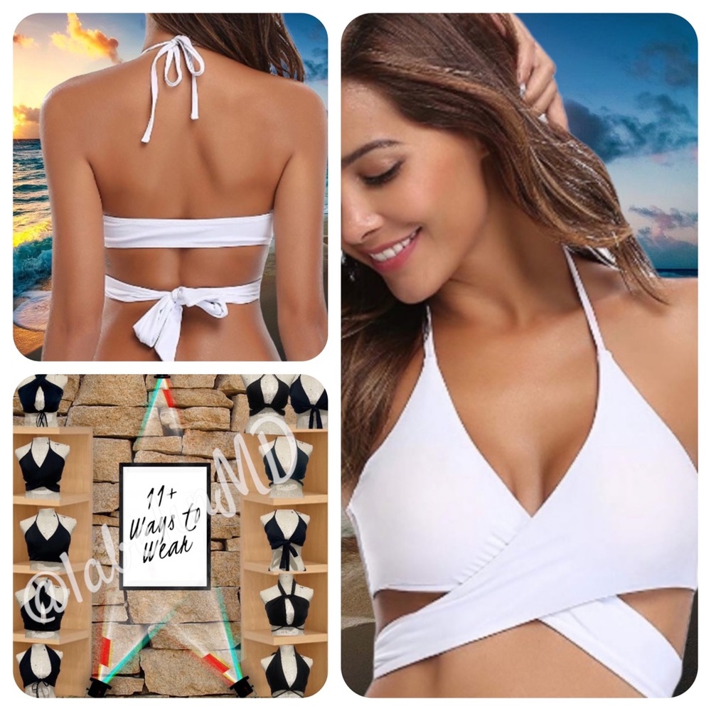 White Push-Up Wrap Bikini Top, XS - NWT